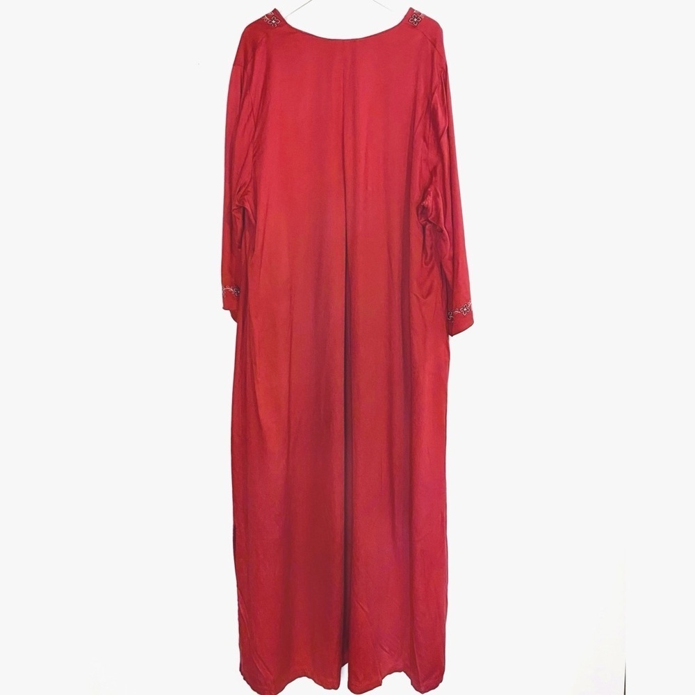 Lagenlook Full length Red embroidered Maxi Dress Coldwater Creek Womens size 3X - Picture 2 of 10